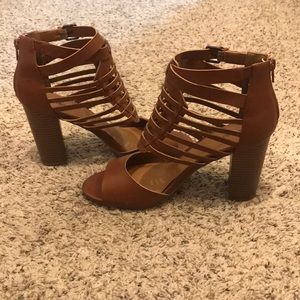 Brown leather chunky heels SIZE 9.5